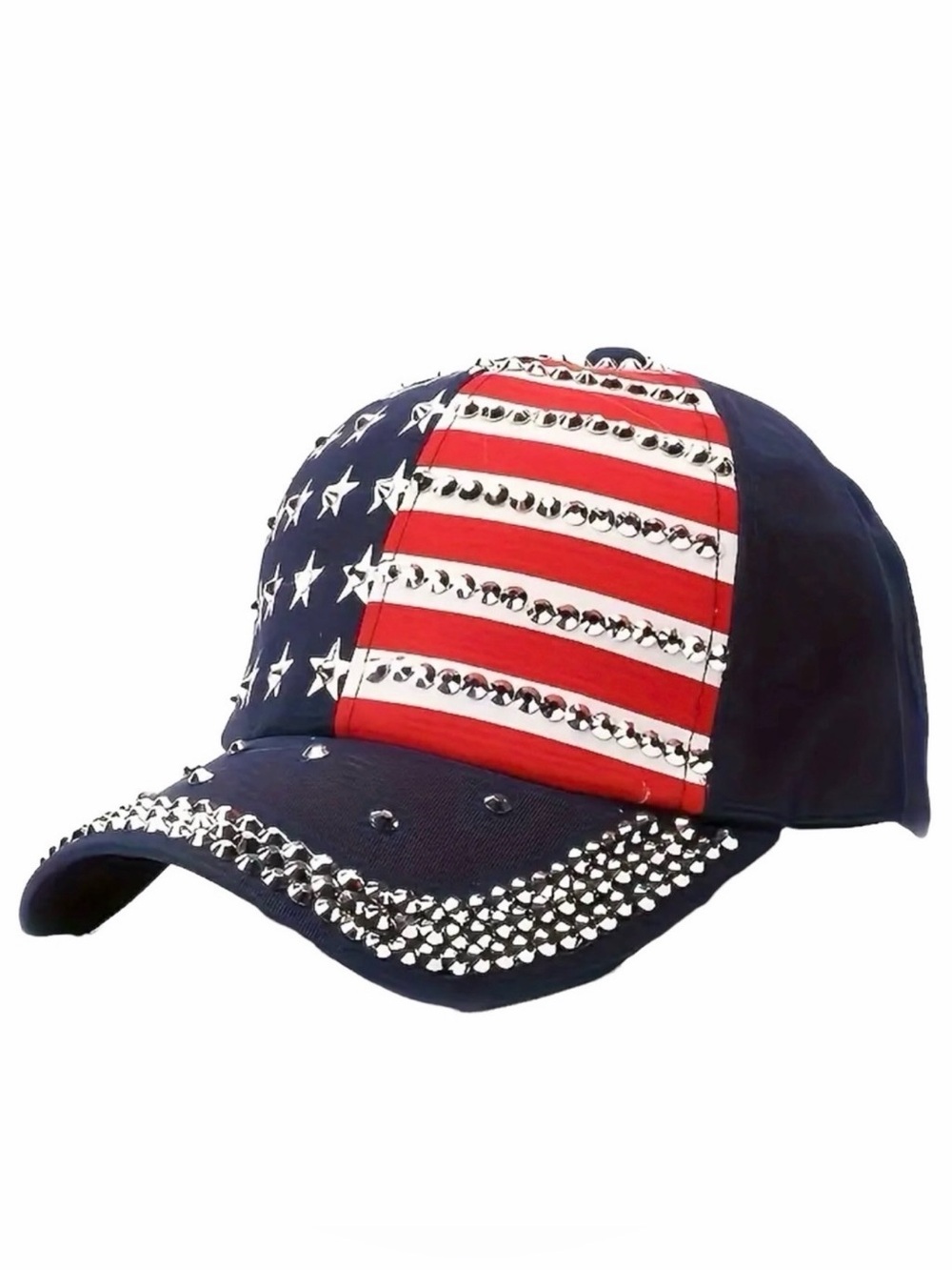 🇺🇸 Hat OS Patriotic Rhinestones Red White Blue Cap